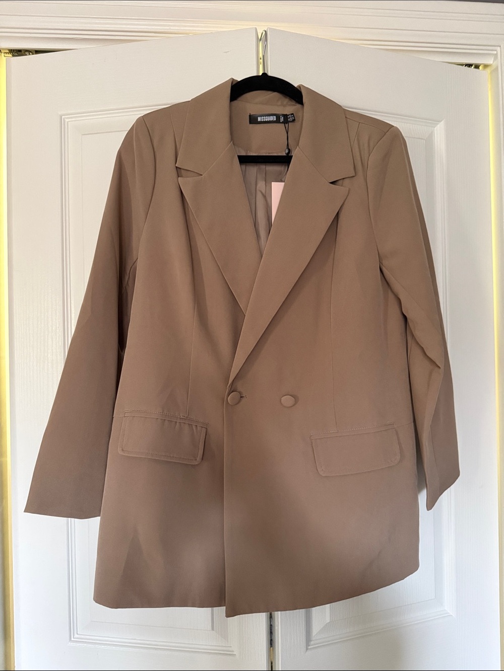 Missguided Stone Tailored Double-Breasted Blazer